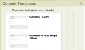 content templates dialog